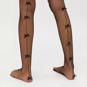 NWT Urban Outfitters Bow Back Seam Fishnet Tights